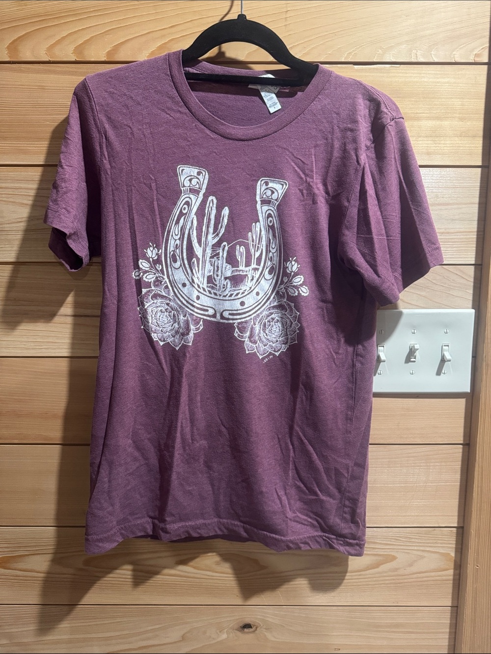 Bella Canvas Purple Short Sleeve Tee with White Horseshoe Cactus Graphic